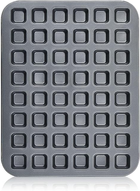 1 Pcs Mini Brownie Bites Baking Pan 48 Cavity Mini Square Muffin Pan Small Baking Pans Nonstick with Dividers Heavy Duty Carbon Steel Cupcake Tool for Cheesecake Cake Birthday Wedding Party