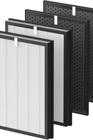 AP-B102 HEPA Replacement Filter Set Compatible with Alexapure Breeze AP-B102 and 3049 Air Purifier, Replaces Part # AP-B103(HEPA Filter) and #AP-B104(Carbon Filter), 2 HEPA + 2 Carbon Filters