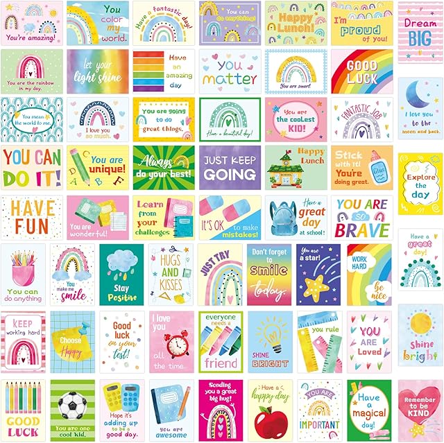 ceiba tree 60 Pcs Lunch Box Notes for Kids Positive Affirmation Love Note Cards for Lunchbox