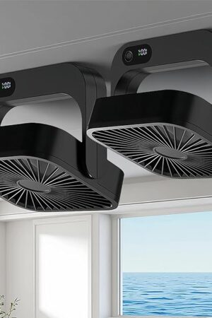 2-Pack Magnetic Cruise Ship Approved Fan, 5000mAh Battery Operated Portable Fan with 5 Speeds, Magnetically Sticks on Cabin Ceilings and Walls, Cruise Essentials 2025 - Black