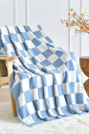 Xiashrk Checkered Throw Blanket Checkerboard Blue 50"x60"