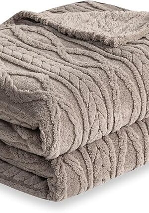 COOVA Taupe Fleece Throw Blanket Sherpa 50x60 Inches