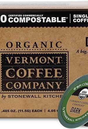 Vermont Coffee Company, Organic Dark Roast Coffee, K-Cup Single-Serve Compostable Coffee Pods, 10CT, Made in the USA