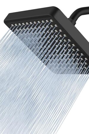 Voolan High Pressure Rain Shower Head - Luxury Modern Look - The Adjustable Replacement For Your Bathroom Showerhead - 6" Square High Flow Pressure Boosting Showers (Matte Black)