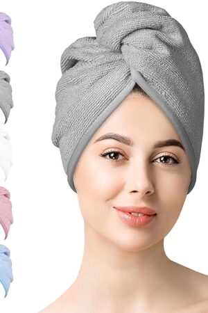 YoulerTex Microfiber Hair Towel Turban Towel 5 Packs