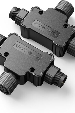 Weatherproof T Connector (2 Pack) for Philips Hue Outdoor Low Voltage Lights, Power Supply/Cable, Compatible with Lily Spot/XL Spot, Calla Pedestal, Econic Pathway, Amarant Light Bar(Pro)
