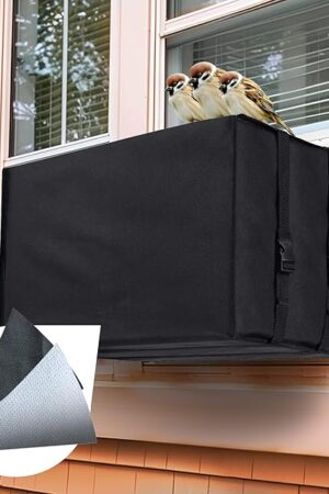 Window AC Covers: Outside Air Conditioner Covers - S Size Black - Windproof, Snowproof, Waterproof for Bedroom, Living Room