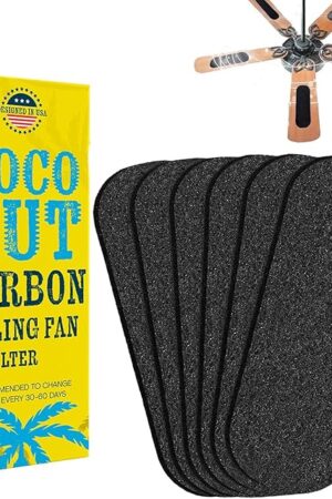 Ceiling Fan Filters for Blades, Ceiling Fan Filter, Unscented Activated Coconut Shell Carbon Ceiling Fan Air Filter-Easy-Stick Ceiling Fan Air Filters, Universal Ceiling Fan Blade(6 Pack)