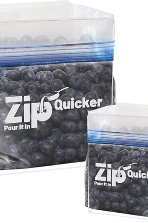 Ziplock Bag Holder/Food Storage Bag Stand/Baggy Rack Holder/Hands-Free to Pour Leftovers/Filling Zip Lock Freezer Bag Stand/Bag Prep/Comes with both Gallon & Quart Sizes