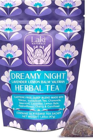 Dreamy Night Sleep Tea - Pack of 18 Tea Bags (1.65 oz) Caffeine Free | with Valerian Root | Chamomile, Lemon Balm | Passionflower, Lavender | Sleepytime Calming Blend | for Bedtime