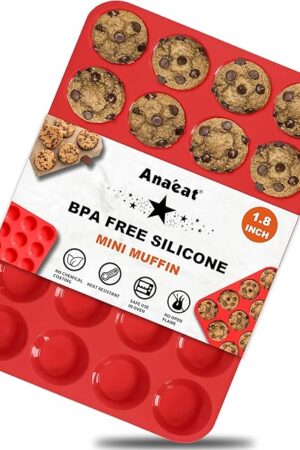 Anaeat Silicone Muffin Pan - Mini 24 Cups Cupcake Tray, Non-Stick Silicone Baking Molds for Making Muffin Cakes, Cupcake, Chocolate, Bread,Tart and Desserts, Just Pop Out