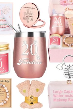 20th Birthday Gifts For Girls, Happy 20th 20 Year Old Girl Birthday Basket Gifts Box for Best Friends Female Daughter Sister Her Girlfriend Coworker Bestie Women Birthday Unique