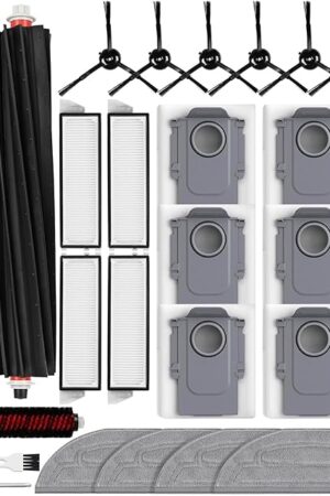 27PCS Accessories Kit for Roborock S8 MaxV Ultra Robot Vacuum, 2 Main Brushes, 6 Dust Bags, 4 Mop Cloths, 4 Edge Mop Cloths, 4 Filters, 6 Side Brushes, 1 Self-Main Brush, 1Cleaning Brush, 1Screwdriver