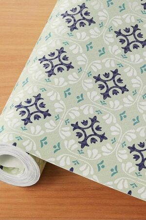Cooyes Shelf and Drawer Liners for Kitchen Cabinets, Non-Adhesive Cabinet Liners, EVA Waterproof Durable Shelf Paper for Refrigerator, Shelves, Cupboard with European Pattern, Easy to Cut