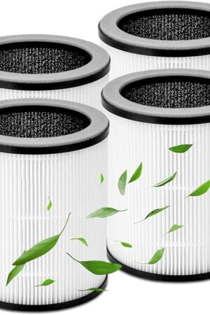 4 Packs P60 Replacement Filters Compatible with TPLMB/YARIKI P60 and Vhoiu KJ50 Air Cleaner Purifier, Part# P60-RF, 3 in 1 Filter of Pre-Filter, Activated Carbon and Premium Filter