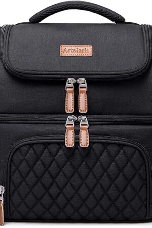 Artelaris Lunch Bag for Women, Large Double Deck Lunch Box Tote for Work, Dual Compartment Insulated Leakproof Lunchbox Cooler for Adult