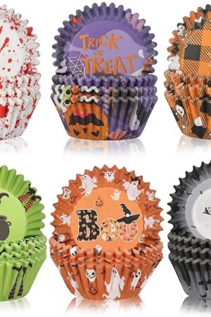 600 Pcs Halloween Cupcake Liners,Ghost Pumpkin Baking Cups for Halloween Party Candy Cake Decorations