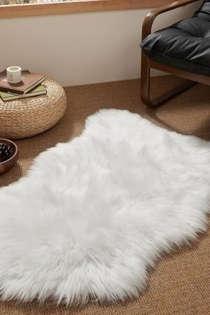 Ashler Faux Fur Sheepskin Rug Machine Washable Shag Mats