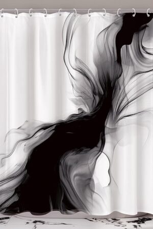 Cinbloo Black and White Shower Curtain 60Wx72H Abstract Bathroom Decor for Men Modern Ombre Grey Minimalist Marble Shower Curtain Set Elegant Ink Texture Neutral Shower Curtain Fabric with 12 Hooks