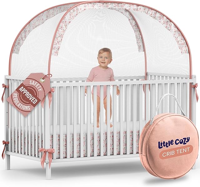 Crib Tent to Keep Baby from Climbing Out – Pop Up Crib Net Canopy with Strong Breathable Mesh, Double Auto-Lock Zippers & Durable Frame – Easy Install Baby Safety Cover for Standard Cribs