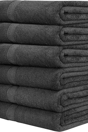 Bath Towels 100% Cotton Pack of 6 24x48 Inches