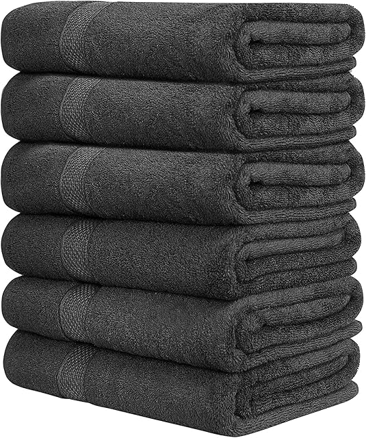 Bath Towels 100% Cotton Pack of 6 24x48 Inches