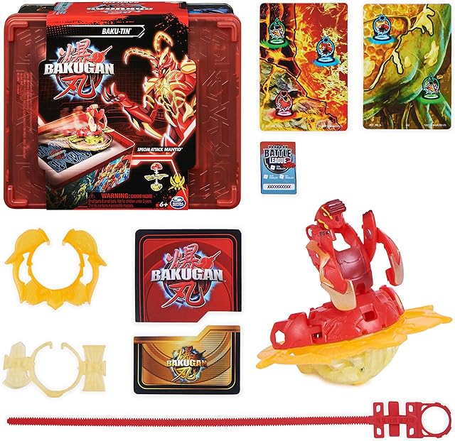 The Bakugan Baku-tin with Special Attack Mantid, Customizable, Spinning Action Figure and Toy Storage, Kids Toys for Boys and Girls 6 and up