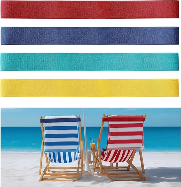4 Pack Towel Bands, Flexible and Strong Beach Towel Holder, Lightweight and Easy to Store for Vacation and Travel, Towel Bands for Beach Chairs and Cruise Chairs