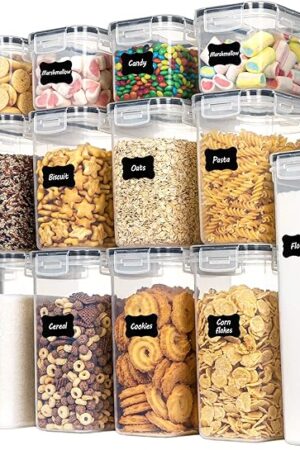 CHEFSTORY Airtight Food Storage Containers Set, 14 PCS Kitchen Storage Containers with Lids for Flour, Sugar and Cereal, Plastic Dry Food Canisters for Pantry Organization and Storage