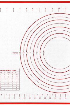 Yansumi silicone pastry non stick baking mat with measurement fondant mat with three sizes for silicone baking mat, counter mat, dough rolling mat,fondant/pie crust mat. (L,24"L x 16"W,Red)