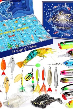 Advent Calendar 2025 Adult Fishing Advent Calendar Fishing Gifts For Men Teens Boys 24 Days Christmas Countdown Calendar Fishing Tackle Lures Gifts For Men