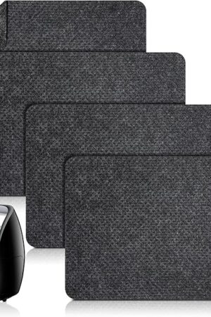 4 Pcs Heat Resistant Mat for Air Fryer Kitchen Countertop Protector Mat Kitchen Appliance Pads Non Slip Heat Proof Pad Non Stick Black Coffee Maker Microwave, 16 x 12 Inch