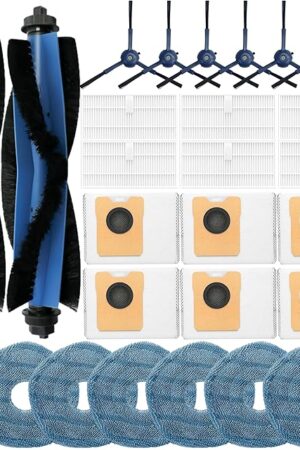 28 Pack Accessories Kit,Compatible with Eufy Omni C20 Robot Vacuum,2 Main Brush 6 Hepa Filters 6 Side Brushes 6 Mops 6 Vacuum Bags,C20 Omni Replacement Parts Semi-Annual Replacement Kits