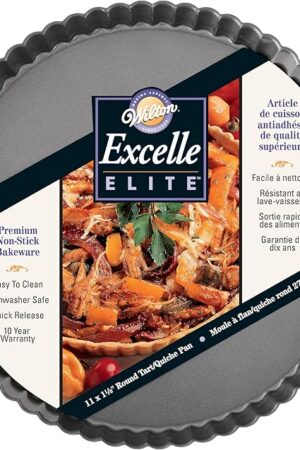 Wilton Excelle Elite Non-Stick Tart Pan and Quiche Pan with Removable Bottom, 11-Inch, Multicolor