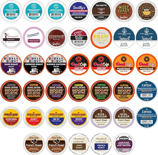 Perfect Samplers Coffee Pod, Dark Roast & Bold Flavors, Single Serve Cups for Keurig K Cup Machines, Robust Assortment, Variety Pack, 40 Count