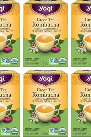 Yogi Tea - Green Tea Kombucha (6 Pack) - Supplies Antioxidants to Support Overall Health - Contains Caffeine - 96 Organic Green Tea Bags