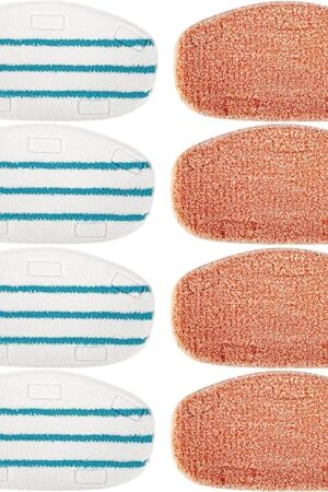8 Pack Steam Mop Replacement Pads Compatible with PurSteam Steam Mop Cleaner 10-in-1, 4 Upgraded Ultra Cleaning Pads and 4 Microfiber Steamer Washable Reusable Pads Replacement