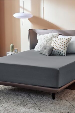 Bedsure Fitted Sheet Queen Size Brushed Microfiber Grey 1 Piece