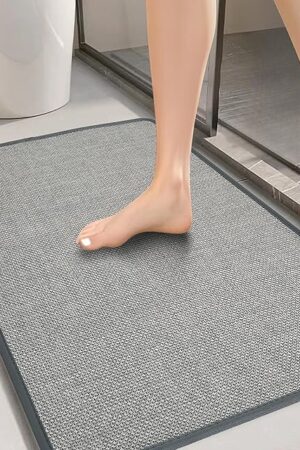 Bathroom Rugs, Bath Mats for Bathroom Non Slip Washable, Quick Dry, Water Absorbing, Fits Under Door, Ultra Thin, Rubber Backing, Low Pile, Cozy Cloth Cotton, Ideal for Shower, Sink-Grey 24''x16''