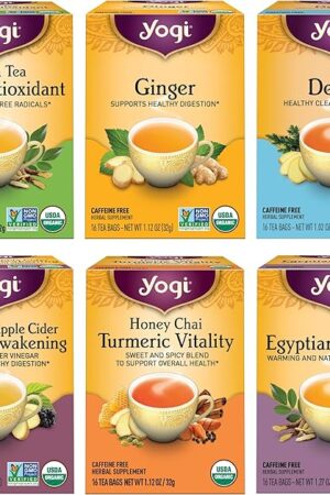 Yogi Digestion & DeTox Sampler Pack (6 Pack) - Wellness Support - Herbal & Green Tea - 96 Tea Bags