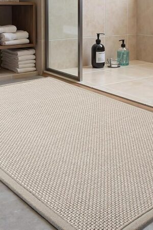 Bath Mat Bathroom Rugs Braided 17" x 24" Beige