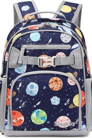 Cute Small Little Kids Outer Space Print Backpack Kindergarten Preschool Backpacks for Boys Ages 2-4-6 (Outer Space)