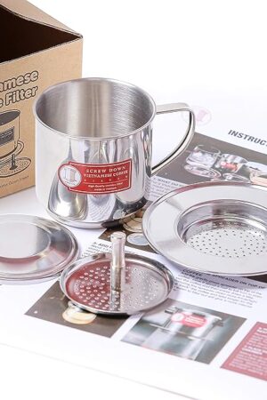 Vietnamese Coffee Filter Maker Press. Screw Down Phin Made in Vietnam. Authentic (1, Medium (8 oz))