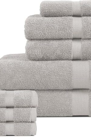 BolBom*S 8 Piece Towel Set Ultra Soft 100% Pure Cotton, 2 Large Bath Towels 28x56,2Hand Towels for Bathroom16x26, 4 Wash Cloths12x12, Bath Towels Ideal for Everyday Use,Hotel & Spa-Cool Grey