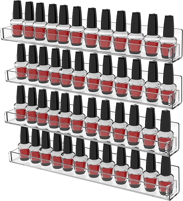 Clear 4PCS Wall Mount Hanging Nail Polish Rack