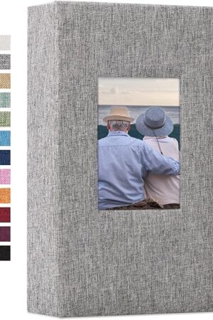 Vienrose Photo Album 4x6 with 300 Pockets Fabric Linen Cover Photo Book Slip-in Picture Albums for Baby Wedding Family Grey