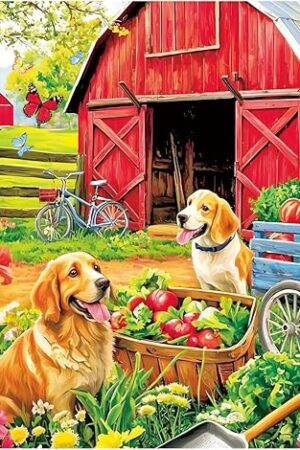 The Puzzles for Adults 500 Pieces,Spring Farm Vegetable Theme Puzzle for Adults,500 Pieces Cute Golden Retriever Jigsaw Puzzles for Kids Seniors,Challenging Family Games & Holiday Party Gifts,20.5x15 in