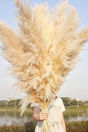 10 Stems 46" inch Dried Pampas Grass Decor Tall, Large Pompas Grass, Boho Neutral Home Decor Bouquet, Fluffy Pampass Grass for Floor Vase Wedding Floral Arrangements Wall Farmhouse Table Decor
