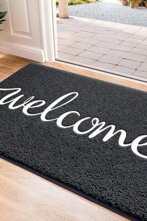 Door Mat Welcome Mats Doormat Floor Mat Outdoor Indoor 30"x17.5" Black