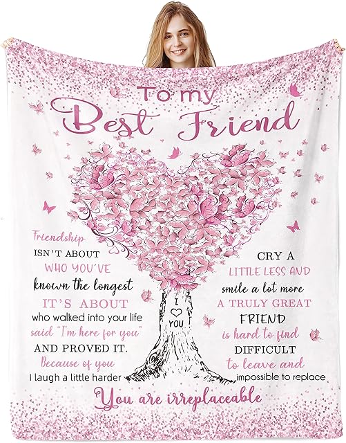Best Friend Birthday Gifts for Women, Gifts for Best Friend Woman, Bestie BFF Soul Sister Graduation Gift Ideas for Women Blanket 60"x 50", Friendship Unique Gifts
